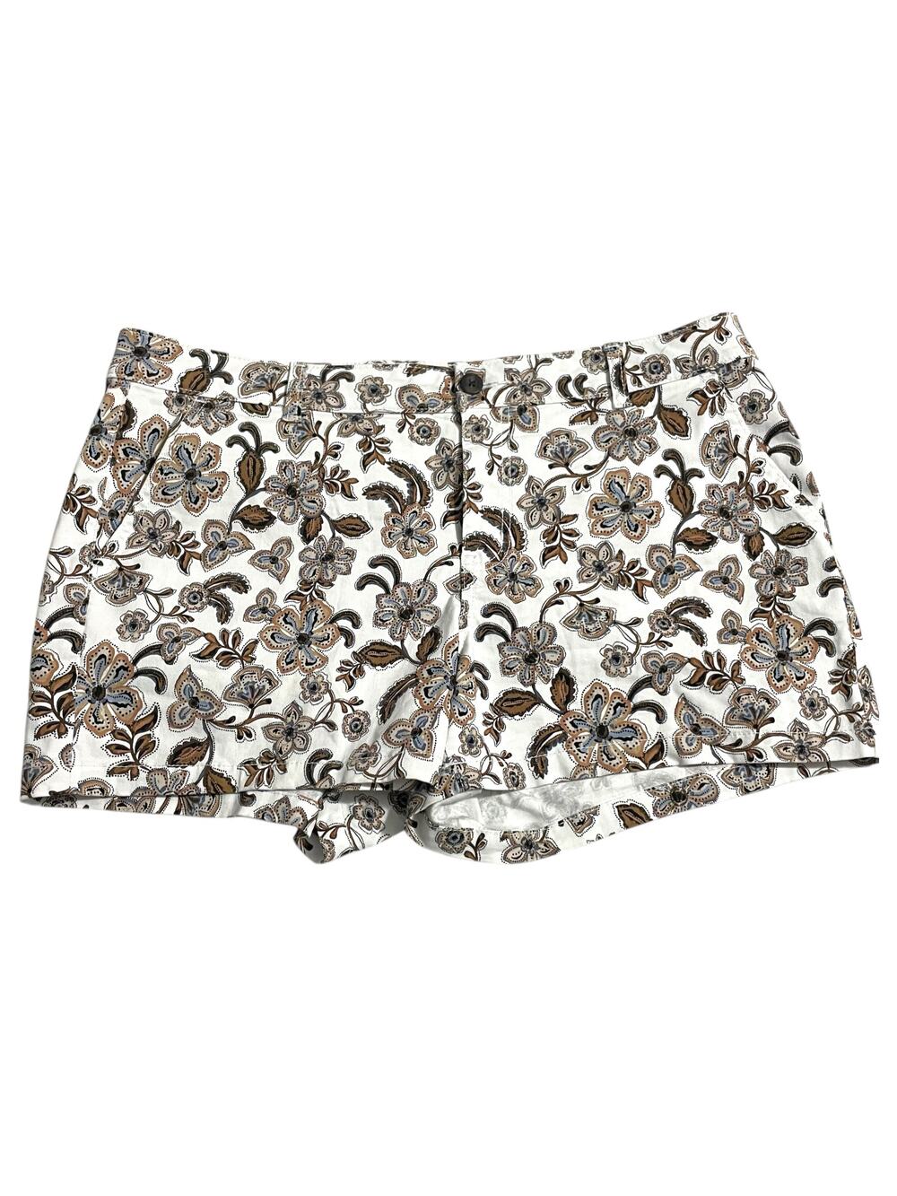 a.n.a. A New Approach Womens Shorts Size 14 Mid Rise Twill Shortie Short Floral